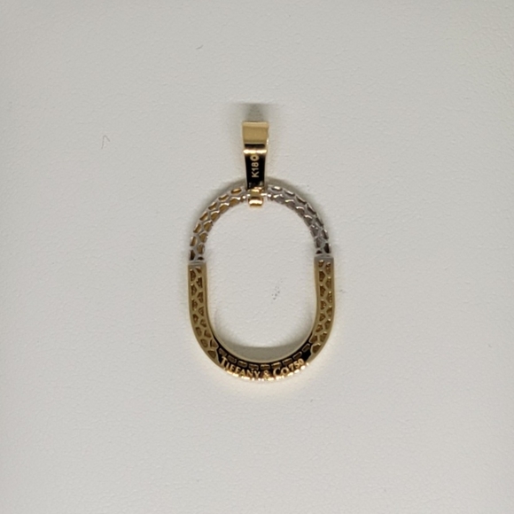 18K Two-Tone Japan Gold Oval Pendant - Picture 9 of 13